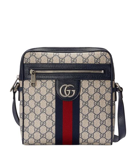 gucci mens messenger bag blue|men's gucci messenger bag sale.